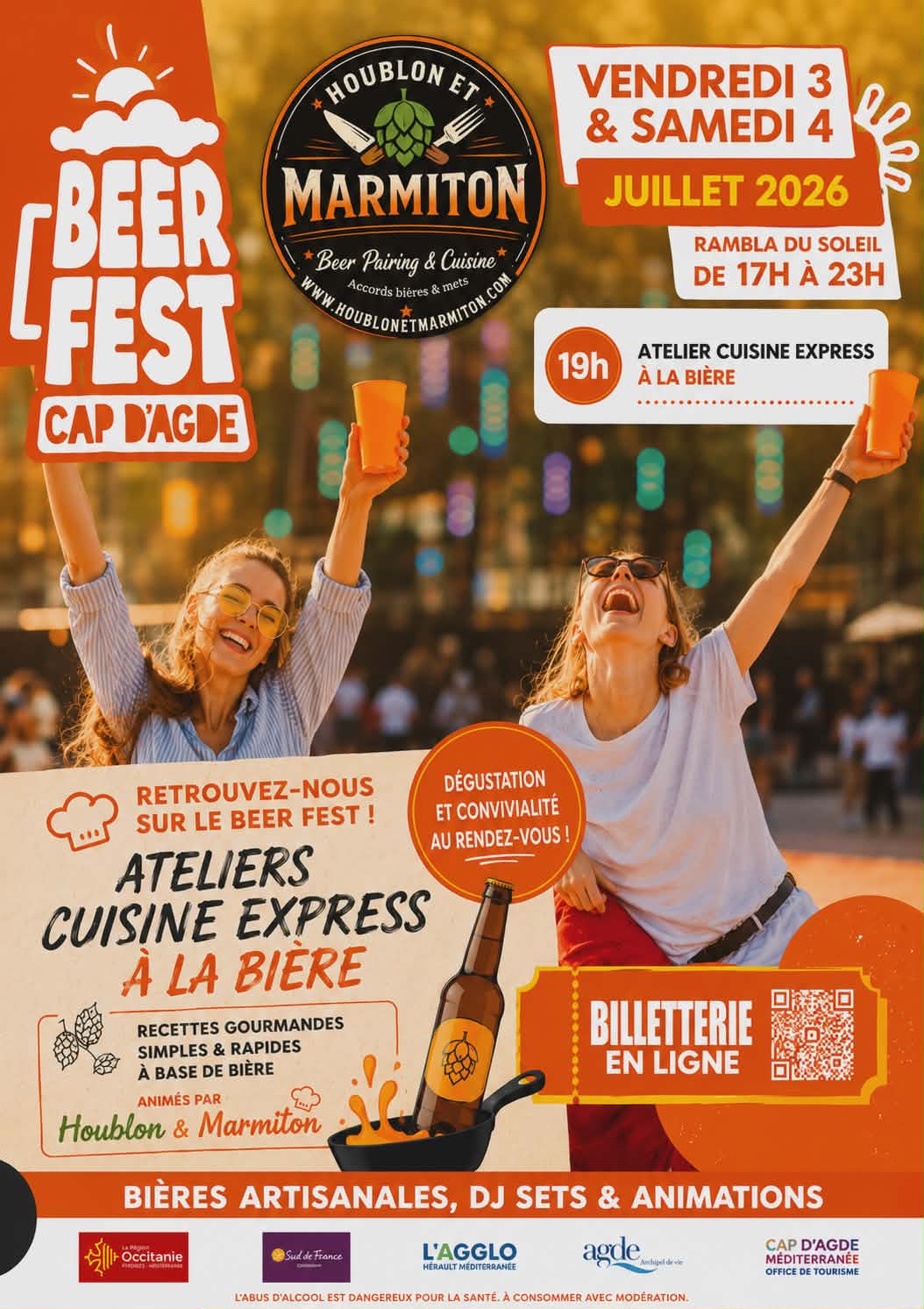 Affiche Beer Fest Cap d'Agde 2026 — Houblon & Marmiton