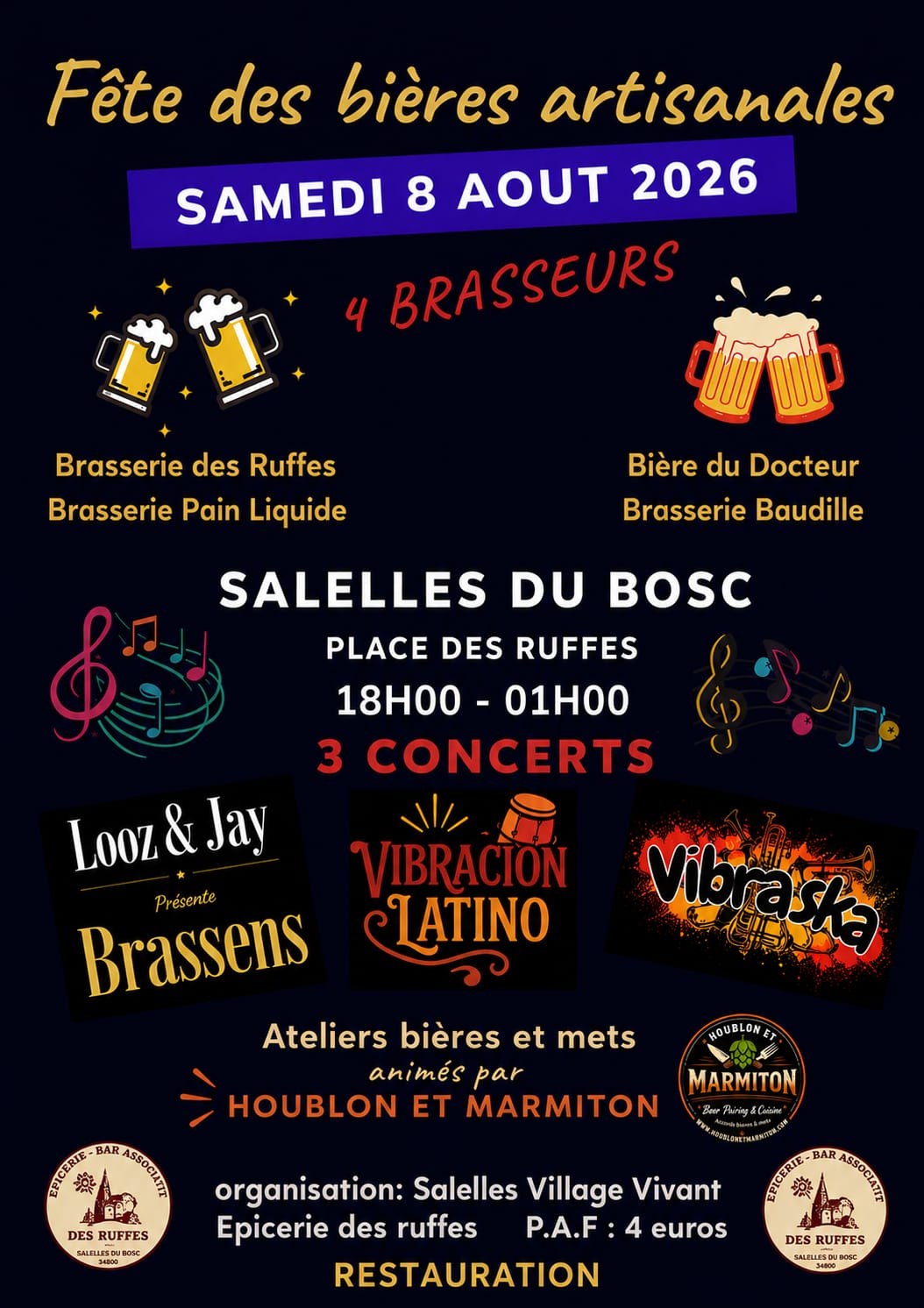 Affiche Fête des Bières Artisanales — Salelles-du-Bosc, 8 août 2026