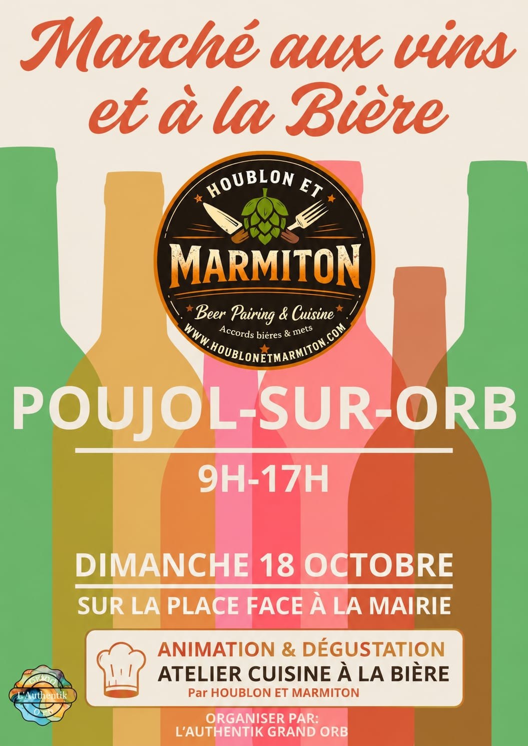 Affiche Marché aux Vins et à la Bière — Poujol-sur-Orb, 18 octobre 2026